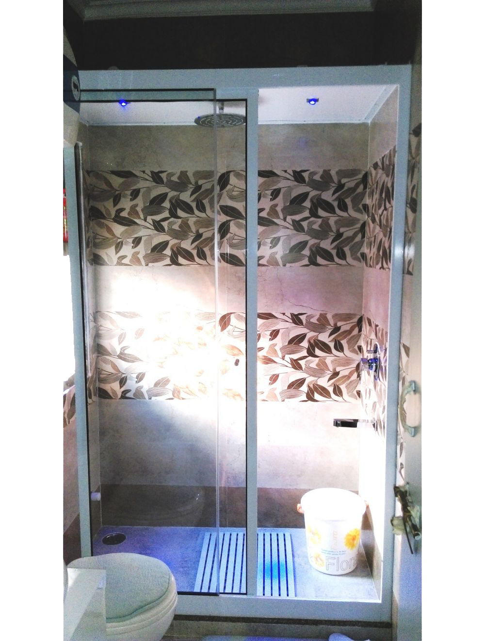 (POLISHED CHROME) MODONA Glass Wall Shelf with Rail Polished Chrome Year Warrantee - 1
